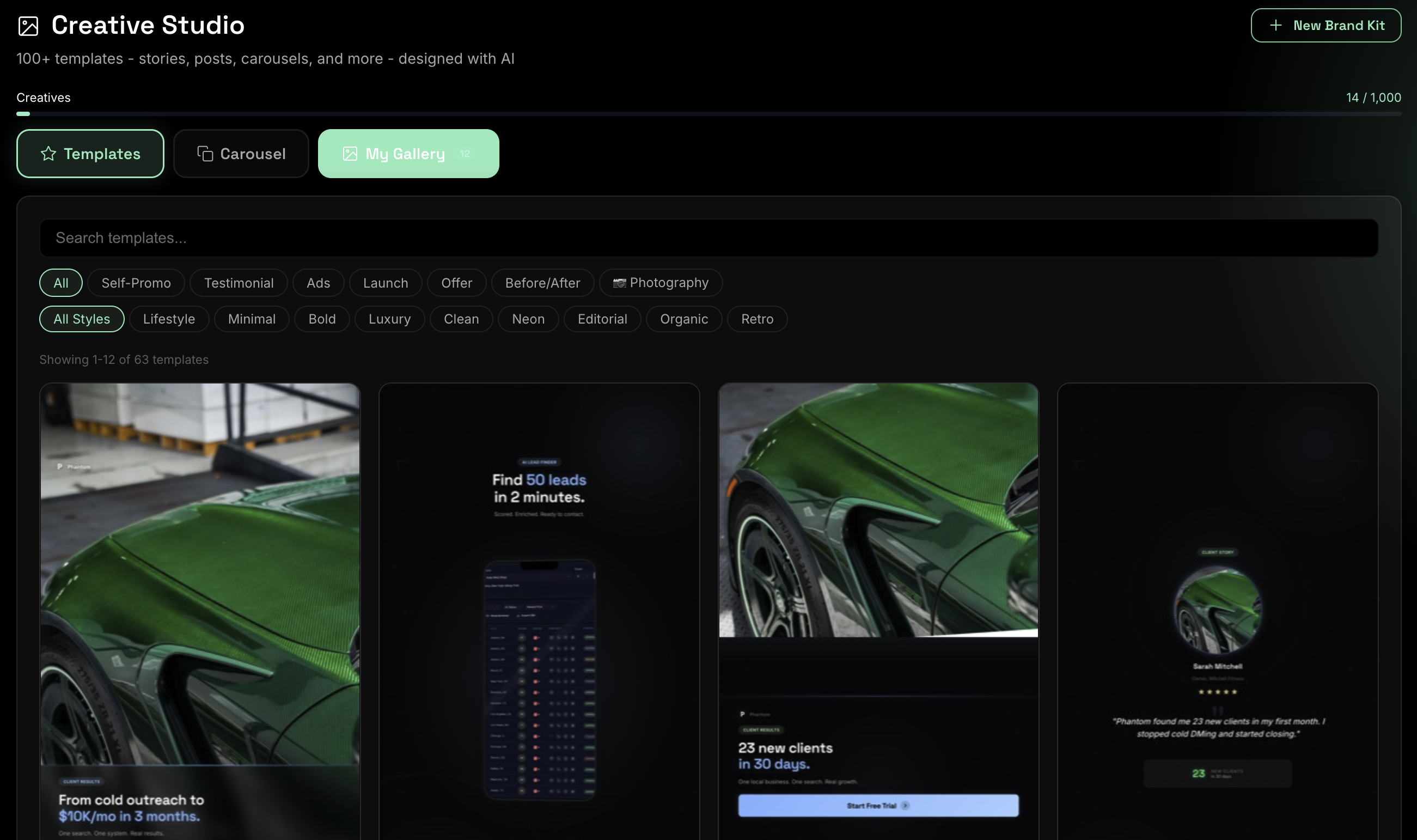 Phantom Creative Studio - Template Gallery